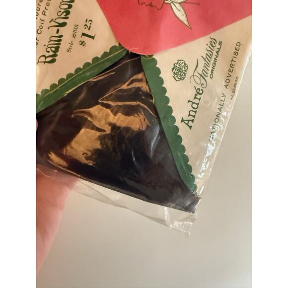 VTG Andre Fantasies Nylon RAIN BONNET Hair VISOR All Weather Protection NEW - Picture 2 of 2